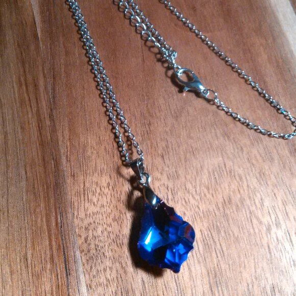 Magic Color Crystal Baroque Brass Pendant Stainless Steel Necklace - Picture 6 of 15